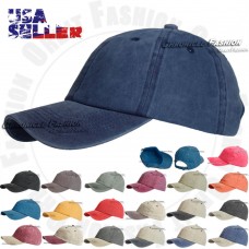 Cotton Hat Baseball Cap Washed Style Plain Curved Visor Adjustable Dad    eb-46524419